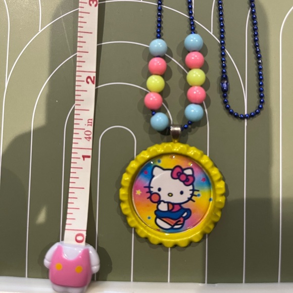 HELLO KITTY Soda Pop Cap Necklace Jewelry Rainbow Star Charm Key Chain Pin Bag - Picture 7 of 8